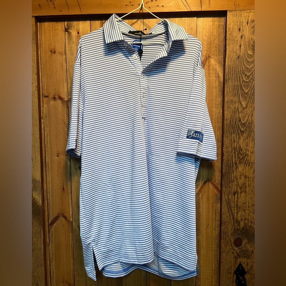 Men’s Large RLX blue striped golf polo